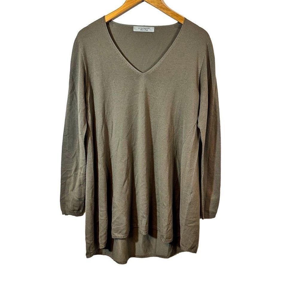 D. Exterior Brown Wool Long Line Sweater Size Large